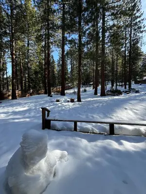 a pile of snow next to a fence at 121M The Meadow Drive in Stateline