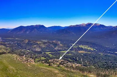 an aerial view of a mountain range from an airplane at 1376MD Angora View in South Lake Tahoe