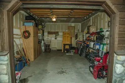 a garage with a room filled with lots of stuff at Cozy 3 bedroom home in Tahoe Donner in Truckee