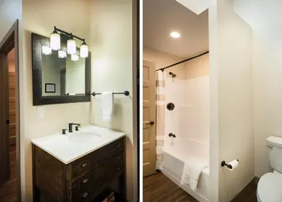a bathroom with a sink and a toilet at Spring Meadow Retreat in Wawona