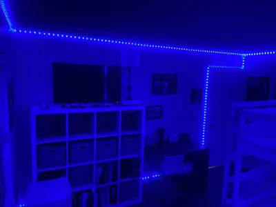 a living room with blue lights in a room at North Tahoe Escape in Incline Village