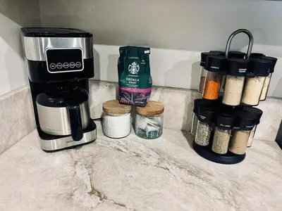 a coffeemaker and a coffee maker on a counter at Emerald Bay Escape in South Lake Tahoe