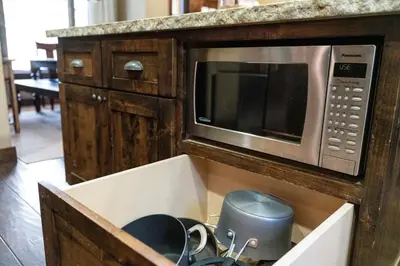 a drawer in a kitchen with a microwave at CYH1012 - Hidden Cedar home in South Lake Tahoe