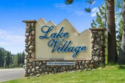 a sign for a lake village on the side of a road at LVC0615 - Lake Therapy condo in Zephyr Cove