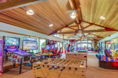 a room filled with lots of arcade games at Silver Strike Summit in Truckee