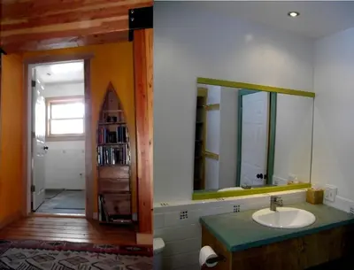 a bathroom with a sink and a mirror at Updated Winter Getaway Great for Skiing in Soda Springs, California in Soda Springs