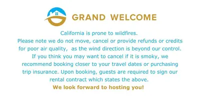 a flyer for a grand welcomes event with a picture of a tree at Horizons 4 Communal Rec Room & Pool in Mammoth Lakes