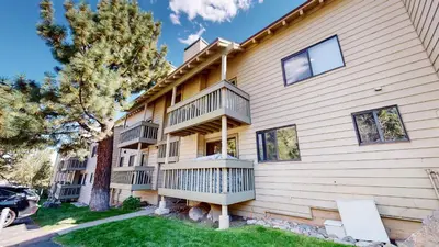 a building with balconies on the side of it at La Vista Blanc with Year-Round Mammoth Fun in Mammoth Lakes