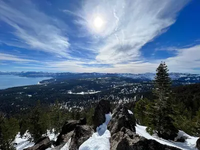 a view from the top of a mountain with snow at Tranquil Tumbleweed - Close to Skiing & More in Incline Village