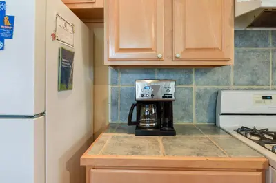 a kitchen with a coffee maker on the counter at Kings Beach Bliss Walk to Outdoor Fun in Kings Beach