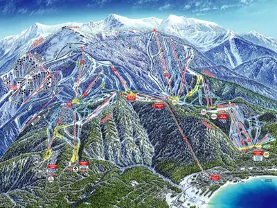 a view of a ski resort in the mountains at Mile High Mountain - Carson Valley Views in Stateline