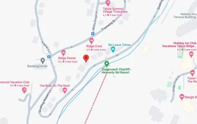 a map of where to stay in the red at Ski In Ski Out 3 BDR Steps from Stagecoach Lift in Stateline
