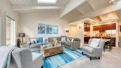 a living room with a couch and chairs and a table at Ski Way by AvantStay Cozy Tahoe Home w Fireplace Balcony in Incline Village