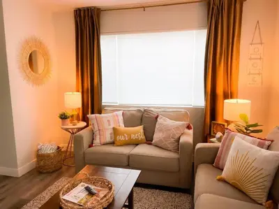 a living room with a couch and a window at Gorgeous views 1st Apple hill exit Family Fun in Placerville