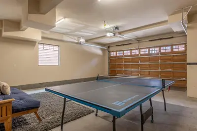 a ping pong room with a ping pong table at Mountainside 14 in Mammoth Lakes