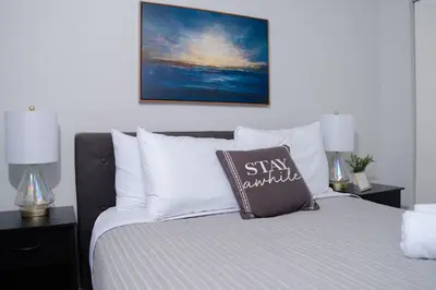 a bedroom with a bed with a pillow on it at Family Friendly 1st Apple Hill exit Tahoe in Placerville