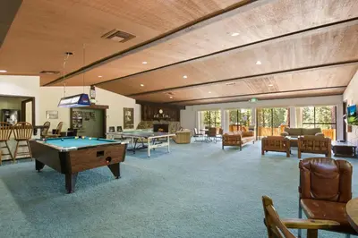 a large room with a pool table in it at Regency Retreat - Studio for 2 in Tahoe Vista