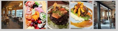 a collage of four pictures of different types of food at The Lookout Loft Great views and King Sized Bed in Kirkwood