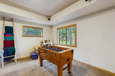 a room with a foosball table in the corner at Chill on the Hill in Truckee