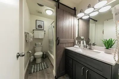 a bathroom with a sink and a toilet at 245 Bldg C condo in Truckee