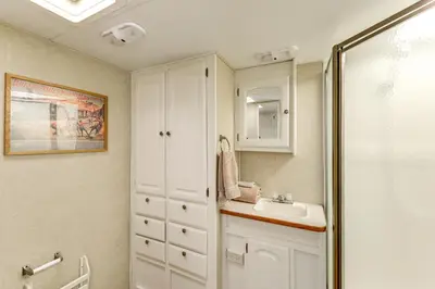 a bathroom with a sink and a shower at 11 Mi to Heavenly Mtn Resort Getaway with Mtn Views in Gardnerville
