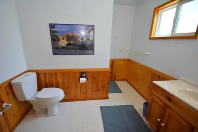 a bathroom with a toilet and a sink at Cozy Cabin with Boat Slip Winter SpecialEnds512 in Bass Lake