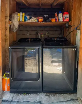 two microwaves sitting next to each other at Modern A Frame,20min Yosemite,Sunset View, PetOkay in Oakhurst
