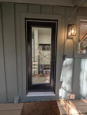 a door with a mirror on the side of a house at Mountain Haven Near Kirkwood Resort! in Pioneer