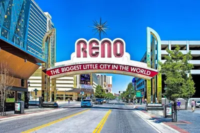 a sign for the neon sign for the las vegas strip at Reno Retreat-Near Downtown-UNR-Family Fun in Reno