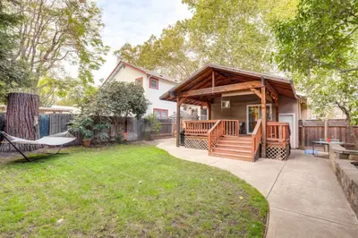 a house with a gazebo in a yard at Midtown Oasis w BBQ Deck Games and Artistic Vibes in Sacramento