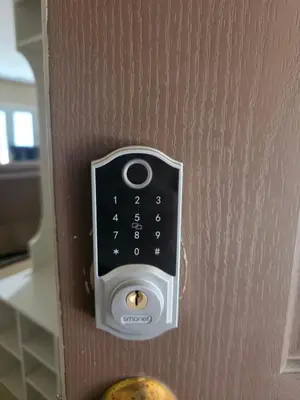 an electrical outlet on a wall with a control panel at Tanglewood Place in Visalia