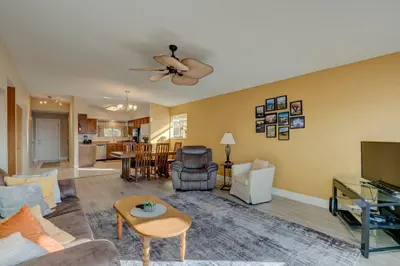 a living room with a couch and a tv at Special Rates-Skyline Escape-Reno-UNR-Tahoe in Reno