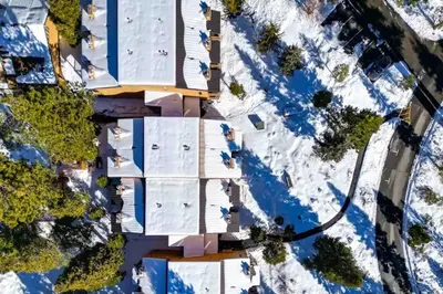 an overhead view of a building in the snow at TahoeCozy with Pool Hot Tub and Near Northstar in Tahoe Vista