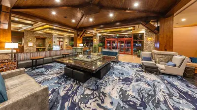 a large living room with a large rug at Marriott Timber Lodge 1BR Apartment with Resort Access in South Lake Tahoe