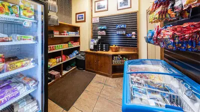 a grocery store aisle with a refrigerator in a store at Marriott Timber Lodge 1BR Apartment with Resort Access in South Lake Tahoe