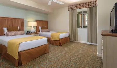 a hotel room with two beds and a television at Wyndham South Shore 3BR Apartment with Resort Access in Zephyr Cove