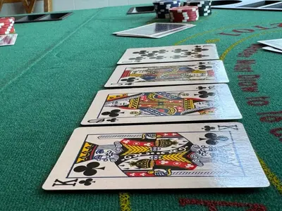 three playing cards on a poker table at On Golf Course, Family&Pet Friendly Yosemite Basecamp in Groveland