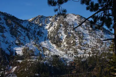 a mountain covered in snow with trees on it at Kingsbury of Tahoe in Stateline