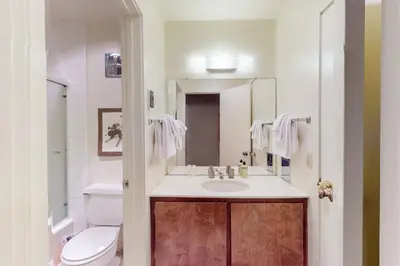 a bathroom with a sink and a toilet at Fireside 111 in Mammoth Lakes