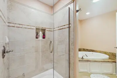 a bathroom with a shower and a sink at Games, Covered Deck Family Home 28 Mi to Yosemite in Groveland