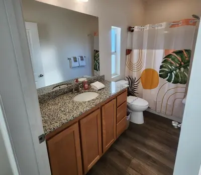 a bathroom with a sink and a toilet at Home away from Home - 6 miles from the SNP in Three Rivers