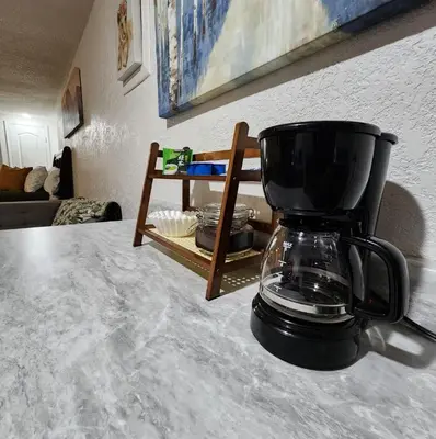 a coffee maker sitting on top of a counter at The Getaway -6 miles from SNP in Three Rivers