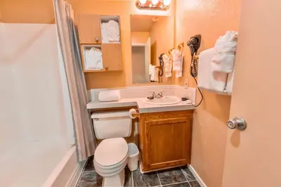 a small bathroom with a toilet and a sink at Galaxy Way Close to Stagecoach Chair in Stateline