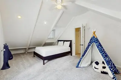 a bedroom with a bed and a tent at Meyers Tahoe Escape in South Lake Tahoe