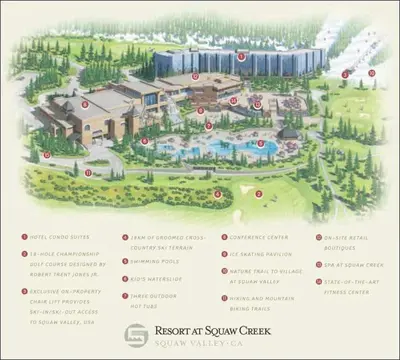 a map of the resort at squaw creek at Remodeled Second Floor Valley View suite in Olympic Valley