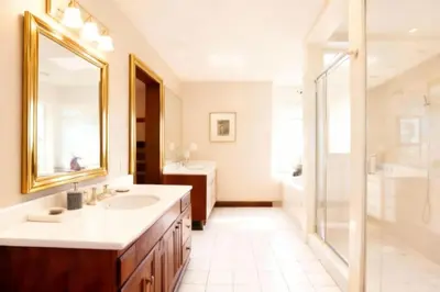 a bathroom with a sink and a mirror at Mammoth Lakes Alpine Stay in Mammoth Lakes