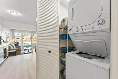a kitchen with a washer and dryer in a room at TKC0693- Keys Dream townhouse in South Lake Tahoe