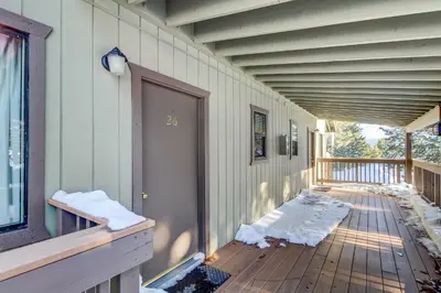 a porch of a house with a door on it at Hidden Valley 26 D in Mammoth Lakes