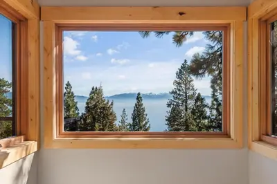 a window in a room with a view of the ocean at Bella Casa - North Lake Tahoe in Tahoe City