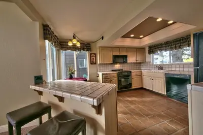 a kitchen with a counter top in a room at 1673 Venice Drive home in South Lake Tahoe